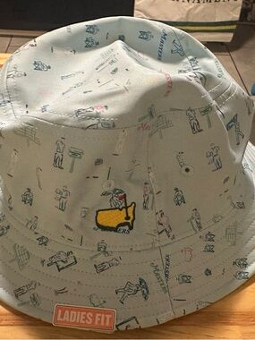 Masters Light Mint Golf Print Bucket Hat with Yellow Logo